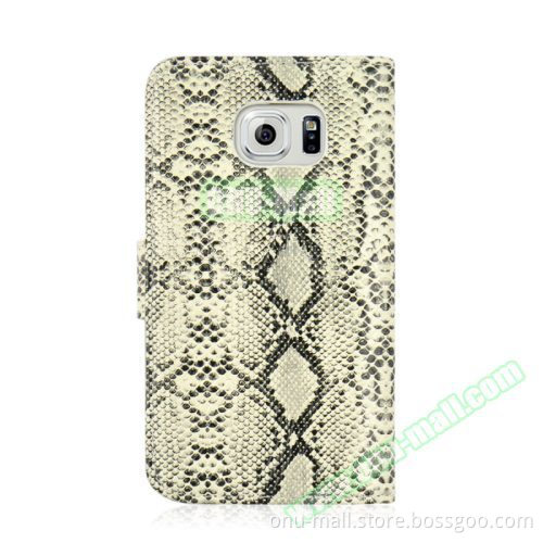 Snake Skin Pattern Flip Leather Case for Samsung Galaxy S6 with Photo Slot